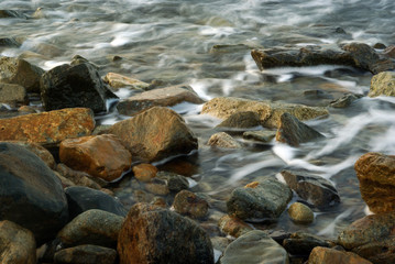 Turbulence sea water and rock at Coastline