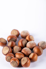 Nuts isolated on white background. top view