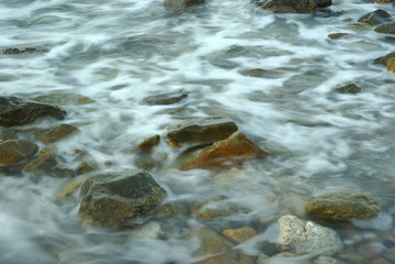 Turbulence sea water and rock at Coastline