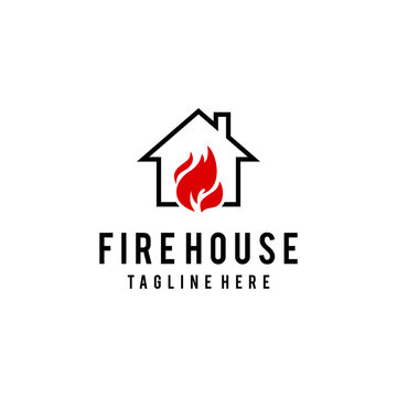 Illustration Of A Modern Small House With A Large Fire Mark Inside.