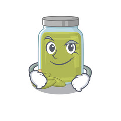 Cool pumpkin seed butter mascot character with Smirking face