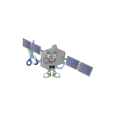 Happy smiling barber satellite network mascot design style