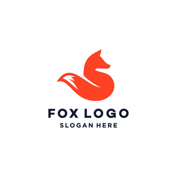 orange fox logo symbol vector icon design abstract line illustration