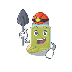 Cool clever Miner pumpkin seed butter cartoon character design