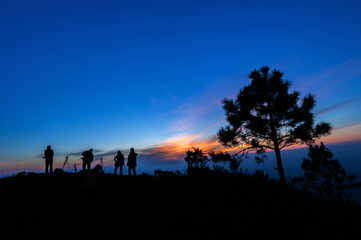 Fototapeta na wymiar Last light sunset mountain Phu Lanka in Phayao ,Thailand 