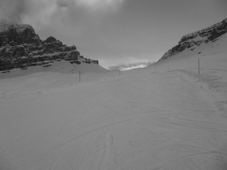 Mountain massif along the ski slope
