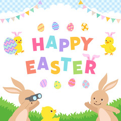 イースターの正方形のバナーイラストセット