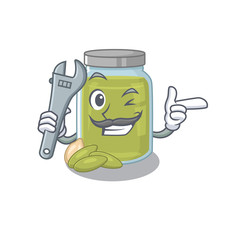 Smart Mechanic pumpkin seed butter cartoon character design