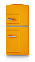 Vintage refrigerator isolated on white background. 3D illustration