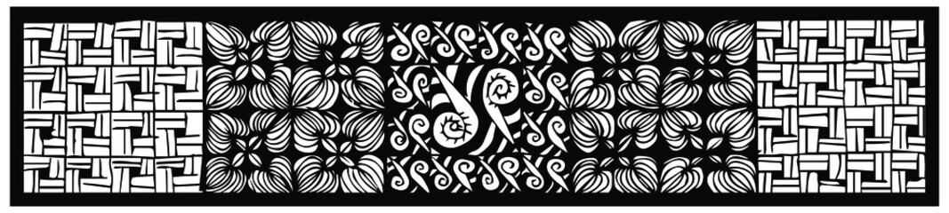 Obraz premium Squares with various patterns inside. Tile with illustrations. Doodle drawing technique.