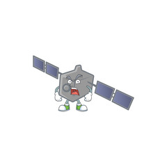 Satellite network cartoon character design with angry face