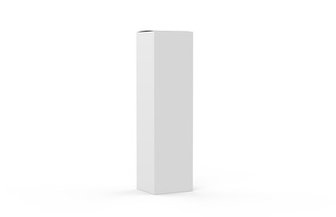 Tall white paper box mock up template on isolated white background, 3d illustration