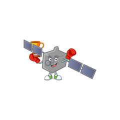 Super cool Boxing winner of satellite network in mascot cartoon design