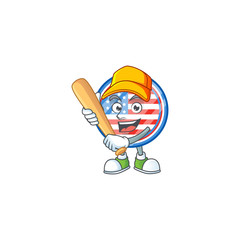Obraz premium An active healthy circle badges USA mascot design style playing baseball
