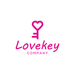 love heart and key logo icon vector