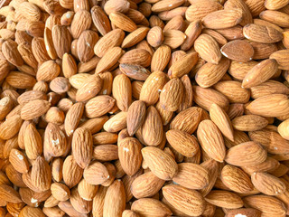 Full Frame Shot Of Raw Almonds. Healthy Fresh Food Background.