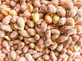 Close-Up Of Salted Peanuts. Healthy Fresh Food Background.