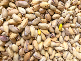Pistachios For Sale. Healthy Fresh Food Background.