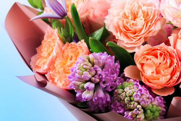 Bouquet of mixed spring flowers  close-up view  - Image