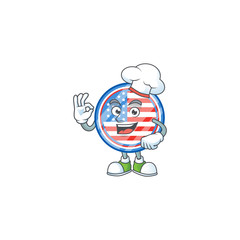 Circle badges USA cartoon character in a chef dress and white hat