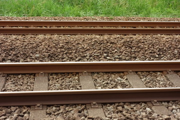 Naklejka premium レールオブジェ、果てしなく何処迄も続ｋ鉄道の線路