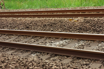 Naklejka premium レールオブジェ、果てしなく何処迄も続ｋ鉄道の線路