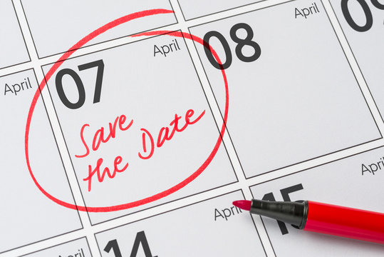 Save the Date written on a calendar - April 07