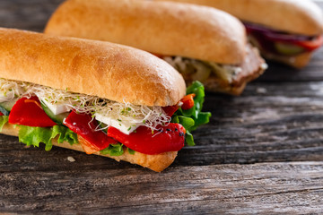 sandwich with cheese and vegetables