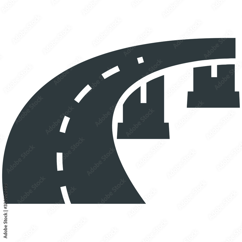 Sticker highway black icon on white background