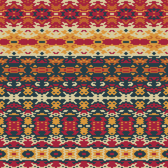 Ethnic pattern. Boho seamless background. Pixel complex ornament. Tribal vector design.