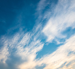 Beautiful cirrus clouds at sunset.