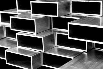 Aluminium profile for windows and doors manufacturing. Structural metal aluminium shapes. Aluminium...