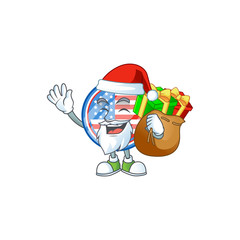 Santa circle badges USA Cartoon design having a sack of gifts
