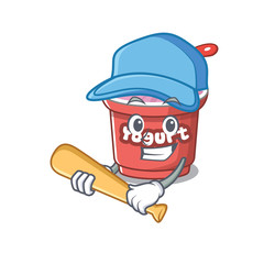 Smiley Funny yogurt a mascot design with baseball