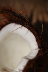 fresh chopped coconut with white tender flesh