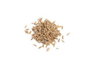 A bunch of cumin spices on white isolated background. Healthy eating concept