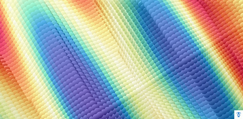 Wavy surface with dynamic effect. Molecular abstract background. Layer of cells. 3d vector illustration for science or medical.