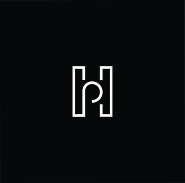 Minimal elegant monogram art logo. Outstanding professional trendy awesome artistic HP PH initial based Alphabet icon logo. Premium Business logo in White color on black background