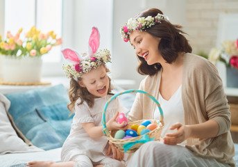 Family celebrating Easter.