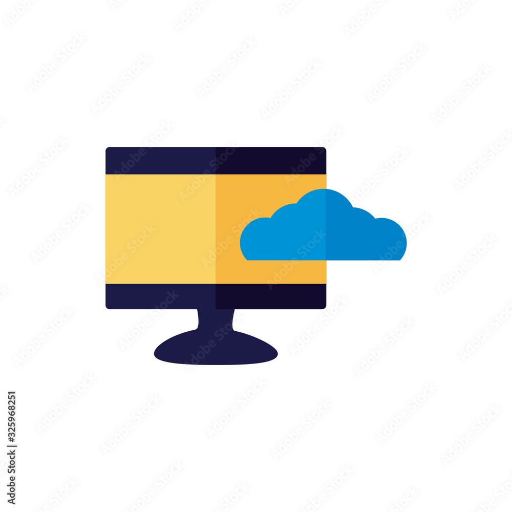 Poster cloud computing with computer flat style