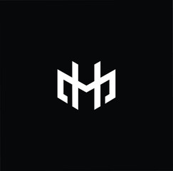 Minimal elegant monogram art logo. Outstanding professional trendy awesome artistic HM MH initial based Alphabet icon logo. Premium Business logo in White color on black background