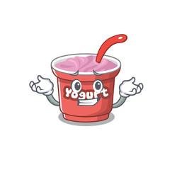 cute Grinning yogurt in mascot cartoon style