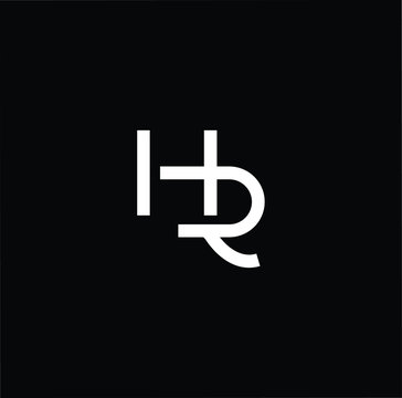Minimal elegant monogram art logo. Outstanding professional trendy awesome artistic HR RH initial based Alphabet icon logo. Premium Business logo in White color on black background