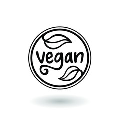 Vegan label icon. Plant based diet sign. Vector illustration.