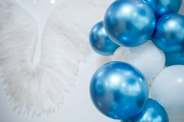 Blue and white balloons at a children's holiday