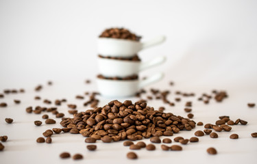 Coffee beans on white background