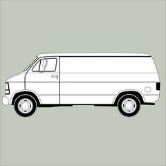 minivan  ,vector illustration ,lining draw,profile