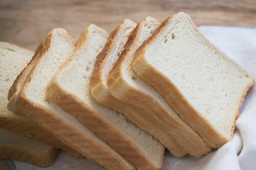 homemade slide bread on the wooden broad