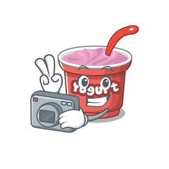 Cool Photographer yogurt character with a camera