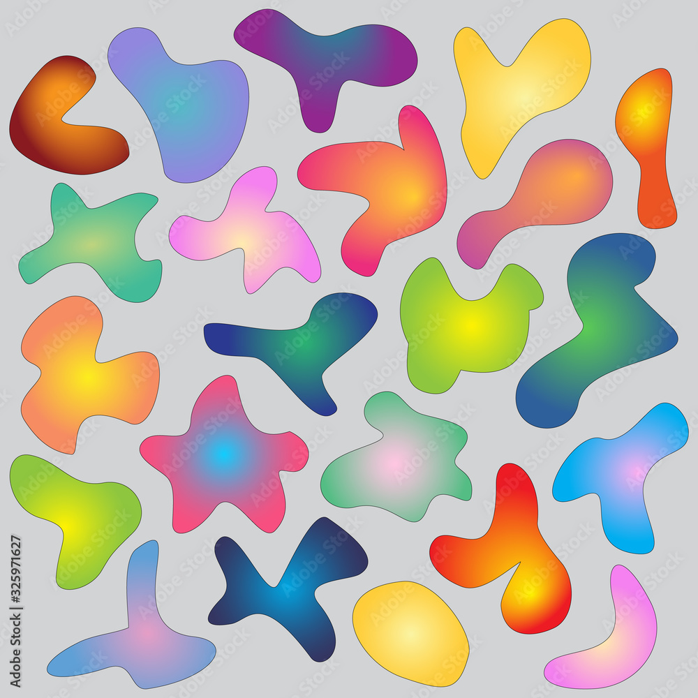 Poster set isolated fluid wave elements for design. vector trendy art gradient futuristic shapes collection